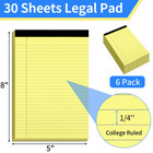 Legal Pads 5  X 8   6 Pack Yellow Note Pads  College Ruled Yellow Lined Paper   