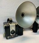 Vntg Kodak Brownie Hawkeye Camera Flash Model W Attached Flash   Case Untested