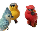 Vtg 3 Mini Bird Figurines Land   Sea Nature Series Gold Finch Cardinal Blue Jay