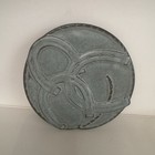 Vtg Frankoma Pottery Interlocking Horseshoes   Rope Design Trivet  Dusty Blue
