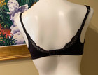 Vintage Victoria s Secret Black W Red Rose Satin   Lace Underwire Bra   Size 38c