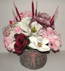 Silk Arrangement Country Basket Mothers Day Flowers Cattails Magnolia Hydrangea