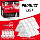 Dmsky 330 Pack Gauze Rolls  4 In X 4 1 Yards  Individually Wrapped Breathable   