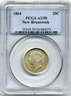1864 New Brunswick 20 Cents - About Uncirculated  Pcgs Au50