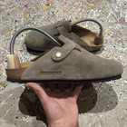 Birkenstock Boston Unisex Taupe Classic Suede Clogs Soft Footbed