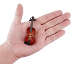 Wooden Miniature Violin With Stand  Bow And Case Mini Musical Instrument Violin