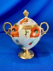 Hand-painted Pickard Signed Keates Poppy Flowers   Heavy Gold Sugar   Creamer