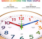 Learning Clock For Kids - Telling Time Teaching Clock - Kids Wall Clocks For Bed