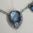 Antique Vintage 1920   s Art Deco Blue Czech Bezel Glass 14 5    Choker Necklace