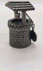 Vintage Thimble Pewter Wishing Well Bucket Moves Mini French Coin Attached Rare