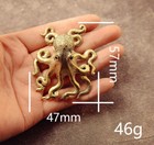 2pcs Brass Octopus Animal Statue Small Sculpture Tabletop Figurine Decor Gifts