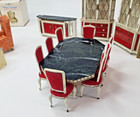 Petite Princess Dollhouse Dining Room Lot Table Chairs Hutch Couch Salon Chairs
