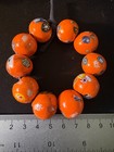 10 Millefiori Glass Trade Beads -  b1296  - Handmade Indian Rare 18mm Orange