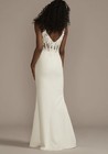 Db Studio David   s Bridal Illusion Corset Crepe Sheath Wedding Dress White Size 2