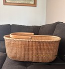 Vintage Handmade Nantucket Oval Basket Swing Handle   20    L X 11    W X 9    H Euc