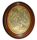 Antique Walnut Wood Oval Victorian Picture Frame Eastlake Steel Engraving  19