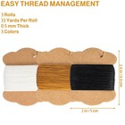Upholstery Repair Kit  Bonded Round Waxed Thread Set With Black  White  Brown 