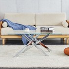 39 3  Rectangular Clear Tempered Glass Coffee Table living Room Tea Table Silver