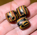 Antique Venetian Lampwork Semi Feathered Italian Stripe Eye Beads  African Trade
