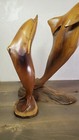 Vintage 1973 Signed Large Handcarved Wood Dolphins Jumping Milo Wood Hawaii Big 