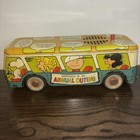 Charlie Brown Tin Litho Bus  happiness Is An Annual Outing    Vtg Rare Snoopy Read