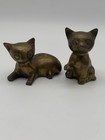 Pair Of 2 Vintage Brass Cats Mcm Mid-century Modern Hollywood Regency Patina