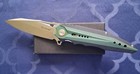  lnib      Turenz - Time Bokan flipper Folding Knife W vg10 Blade   Green Handle 