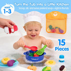 Bath Toys For Kids Ages 1-3  Color-changing Pretend Cooking Set   15pcs Pretend