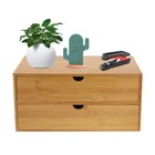 Bamboo Desk Organizer Drawers Tabletop Storage Box For Office Table Organization