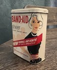 Vintage Mcm Johnson   Johnson Band-aid Tin Sheer Strips Lady In Black Dress