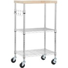 Microwave Kitchen Cart Utility Storage Adjustable Shelves Rolling Caster Wheels