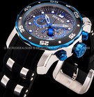 Invicta Mens Pro Diver Scuba Chronograph Silver Blue Black Dial Strap Watch