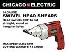 14 Gauge Swivel Head Shear 120v   Chicago Electric