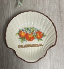 Vintage Florida Souvenir Ashtray Trinket Dish Shell Shape Oranges   Blossoms