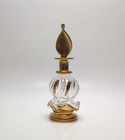 3 5  Egyptian Hand Blown Perfume Glass Bottle Amber Gold Trim Vintage