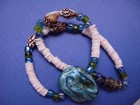Vintage Anklet Shell Aqua Blue Seashell Pink 9  Barrel Clasp Beach Surfer Y2k
