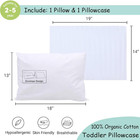 Toddler Pillow With Pillowcase - 13x18 Organic Cotton Hypoallergenic Kids Pillow