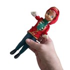 Vtg Rubber Face Elf Pixie Christmas Decor Red Hair Santa Hat Hongkong 8   