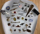 41 Pc Junk Drawer Lot Estate Vintage Pins Cufflinks Pins Men   s Jewelry  