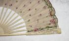 Antique Embroidered And Sequined Textile Hand Fan 18th Century Circa 1780