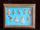 Antique Miniature Hertwig Carl Horn Dolls Framed Display 9 German Bisque Dolls
