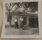 Happy Smiling Couple  Outside In Front Of House  Vintage 1955 Photo  3 5 X 3 5 