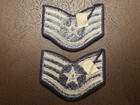 Us Air Force Enlisted Staff Sargent E-5 Silver On Blue Chevron Rank Pair