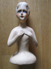 Antique K g  1925 Chalkware Half Doll Figurine Pin Cushion