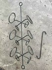 Vtg Heavy Wrought Iron Hanging 6 Bottle Wine Holder Rack 25  Boho French Rustic