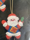 Super Santa Felt Applique Christmas Ornament Kit Bucilla Set Of 6 Nip