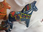 Four Vintage Nils Olsson Hand Carved painted Wood Dala Horse Sweden 7  Height