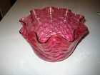 Antique 4    Fitter Cranberry Red Glass Gas Oil Lamp Shade 9 Fold Ruffle Pattern