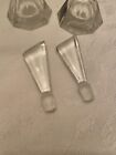 Vintage Pair Hollywood Glamor Lot Of 2 Cut Glass Vanity Perfume Bottles 4 3 4 