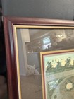 Vintage Blaeu Gold Green Holographic Foil Wood Framed Wall Map 26x30